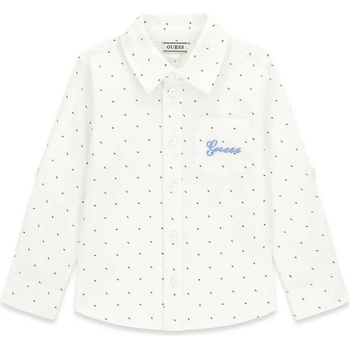 GUESS Бяла риза с дълъг ръкав с цветни детайли за мини момче Guess