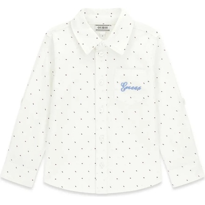 GUESS Бяла риза с дълъг ръкав с цветни детайли за мини момче Guess