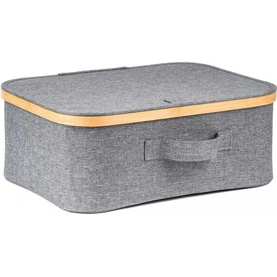 Úložný box G21 40 x 30 x 15 cm, bambusový s víkem, šedý – Zboží Dáma