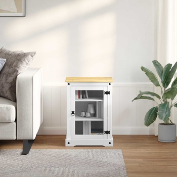 vidaXL HiFi шкаф Бяло 60 x 50 x 82 см Солидно борово дърво (42024948)
