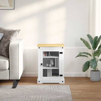 vidaXL HiFi шкаф Бяло 60 x 50 x 82 см Солидно борово дърво (42024948)