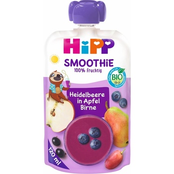 Hipp Био плодово смути Hipp - Ябълка, круша и боровинки, 120 ml (84002)