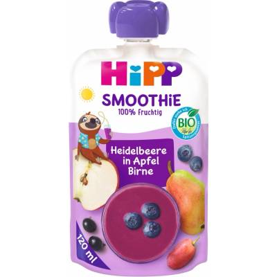 Hipp Био плодово смути Hipp - Ябълка, круша и боровинки, 120 ml (84002)