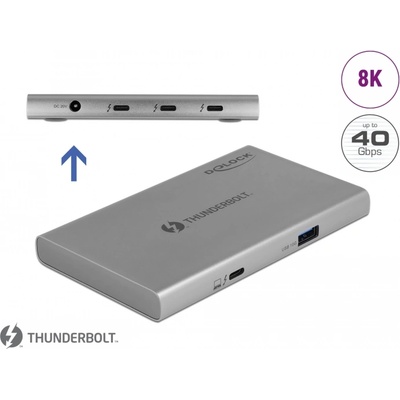 Delock Thunderbolt 4 хъб с 3 порта и един допълнителен SuperSpeed USB 10 Gbps Type-A порт - 8K