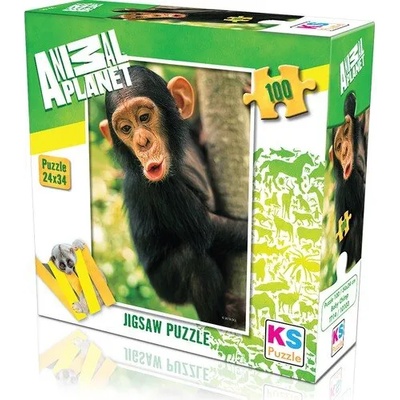 KS Games Animal Planet пъзел 100 части - Бебе Шимпанзе (24x34)