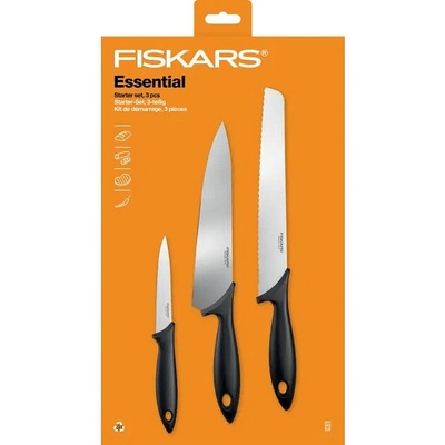Fiskars Комплект кухненски ножове Fiskars Essential, 3 броя (FS 1065583)