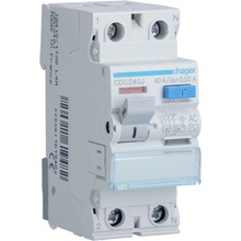 Prúdový chránič 1P+N 40A 30mA 6kA AC HAGER CDC240J