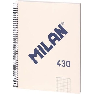 MILAN Тетрадка 1918, А4, малки квадратчета, твърда корица, със спирала, 80 листа, бежова (57143E80BG)