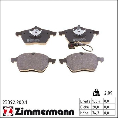 Sada brzdových destiček, kotoučová brzda ZIMMERMANN 23392.200.1