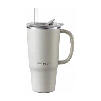 Buydeem Thermal mug with straw 700 ml, model DS57, color Oat White