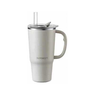 Buydeem Thermal mug with straw 700 ml, model DS57, color Oat White
