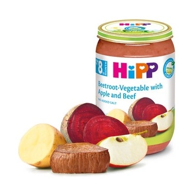 Hipp БИО пюре Телешко с Цвекло, Зеленчуци и Ябълка 8м+ 220г