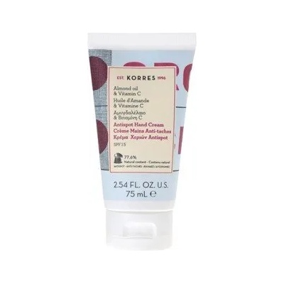 KORRES Немазен крем за ръце срещу пигментни петна SPF15 , Korres Hand cream with Almond oil & Vitamin C, ? ntispot , 75ml