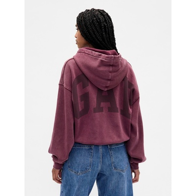 GAP mikina s kapucí Logo Cropped Červená – Zboží Dáma