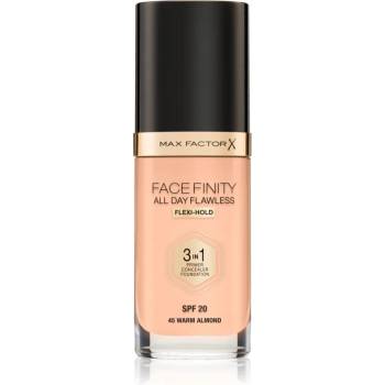 MAX Factor Facefinity All Day Flawless дълготраен фон дьо тен SPF 20 цвят 45 Warm Almond 30ml