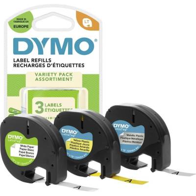 DYMO S0721800 etikety sada 3 ks Barva pásky: žlutá Hyper, stříbrná, bílá Barva písma: černá 12 mm 4 m S0721800