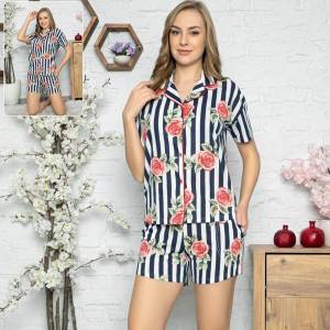  Лятна пижама на райе и рози