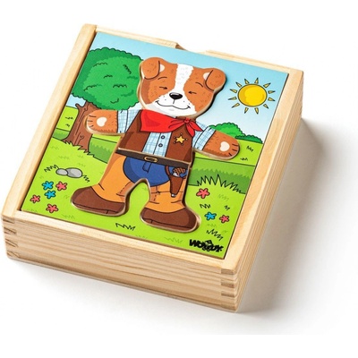 Woody puzzle šatníková skriňa Psík 18 dielov
