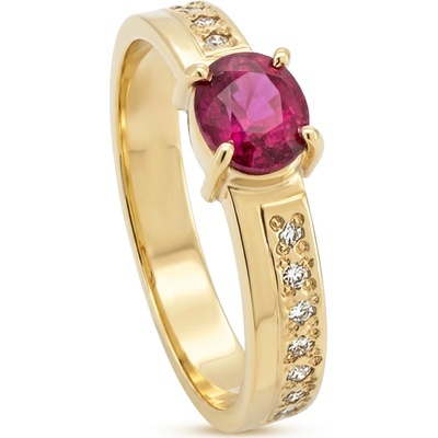Stuchlík zlatý prsten s rubínem a diamanty 015304