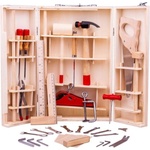 Bigjigs Toys Детска дървена кутия с инструменти Bigjigs (BJ410) - baby