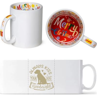 Design Motto Hrneček Always kiss your dog Veselé Vánoce Standard Dárky Sublistar 330 ml