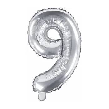 Image 1 of PartyDeco Балон от фолио Mini - число 9 сребърен 35 см