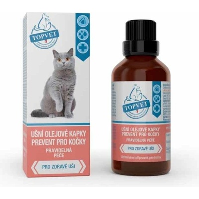 Topvet Ušné olejové kvapky prevent pre mačky 50ml