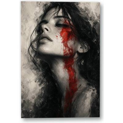 Plakát – Monochromní portrét s červeným akcentem Bez rámu Ano Bez rámu 90 × 135 cm
