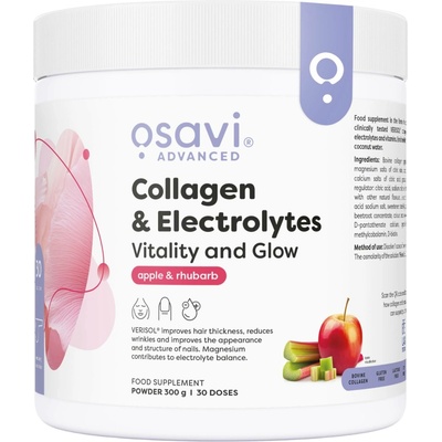 Osavi Collagen & Electrolytes Vitality and Glow, Jablko a rebarbora 300 g