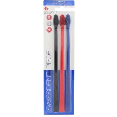 Swissdent Profi Colours Trio Soft-Medium четка за зъби със средно меки влакна 3 бр