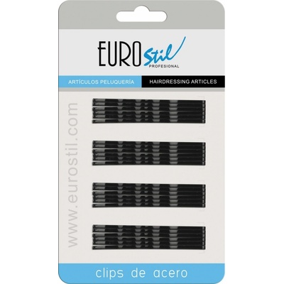 EUROSTIL sponky 70 mm zvlnené čierne 24 ks