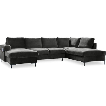 Miuform Тъмносиво U-образно разтегателно канапе от кадифе, десен ъгъл Lofty Lilly - Miuform (Lofty Lilly LCBKL-2Q-HAEECR KRO34)