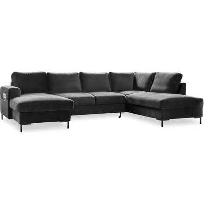 Miuform Тъмносиво U-образно разтегателно канапе от кадифе, десен ъгъл Lofty Lilly - Miuform (Lofty Lilly LCBKL-2Q-HAEECR KRO34)