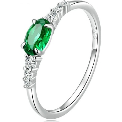 Grace Silver Jewellery Stříbrný prsten se zirkony Marcelle stříbro P-BSR265 Zelená