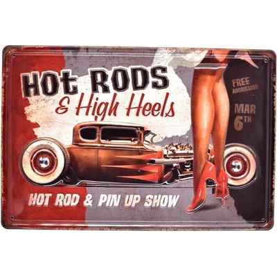 Ceduľa Hot Rod - Hight Hells Plechová tabuľa