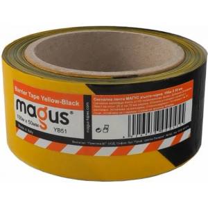 MAGUS ЛЕНТА magus СИГНАЛНА 50мм х 200м ЖЪЛТО-ЧЕРНА (166)