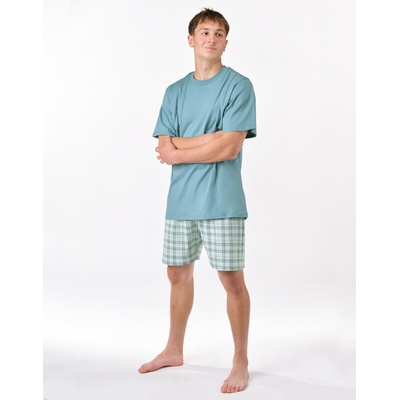 Gina pánské pyžamo krátké pánské šité,s potiskem pyžama 2025 79188P měsíc aqua