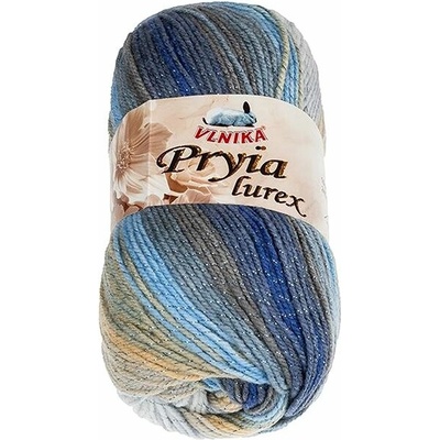 BELLATEX Priadza Pryia lurex 100 g – 302 sivá, modrá, béžová