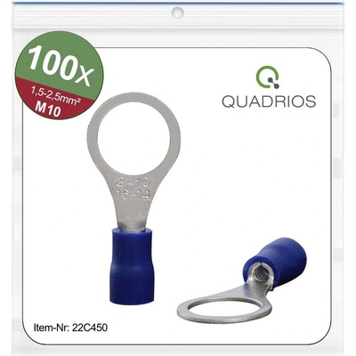 Quadrios 22C450 guľaté káblové oko Prierez=2.5 mm² Ø otvoru=10.5 mm čiastočne izolované modrá 1 sada