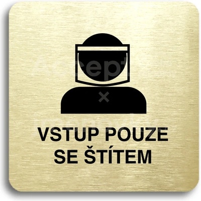 ACCEPT Piktogram vstup pouze se štítem III - zlatá tabulka - černý tisk bez rámečku