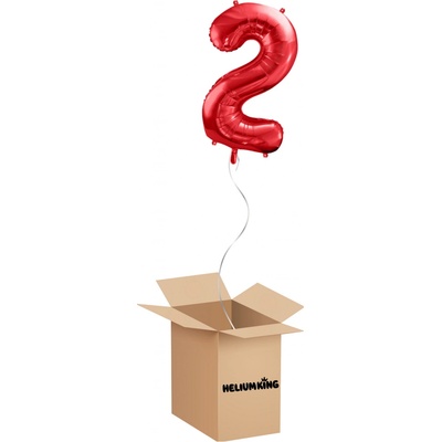 HeliumKing Balónový box Narodeninové číslo 2 červený 86 cm