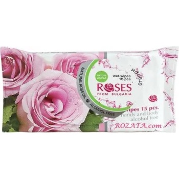 Agiva Nature of Agiva Roses Wet Wipes for Hands and Body - Морки кърпи за ръце и тяло без алкохол 15бр