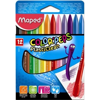 MAPED Plastové pastely COLOR´PEPS PLASTICLEAN 12 barev trojhranné