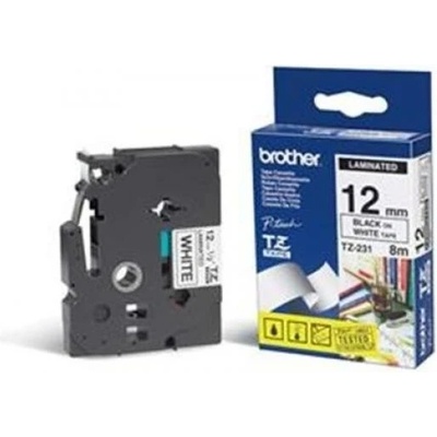 Brother originální páska do tiskárny štítků, Brother, TZE-231, černý tisk/bílý podklad, laminovaná, 8m, 12mm – Sleviste.cz