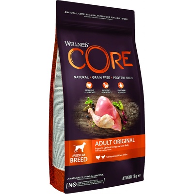 Wellness Core Adult Original Medium large krůtí a kuřecí maso 1,8 kg