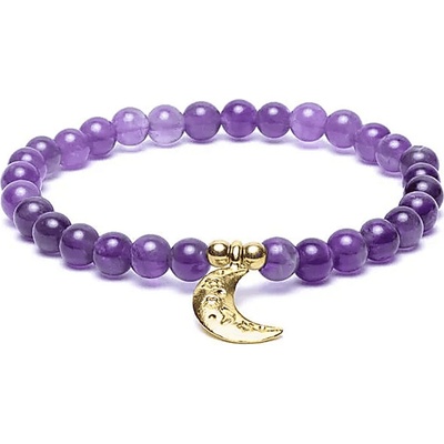 Milujeme Kameny Ametyst s přívěskem měsíce náramek kulička NKM115