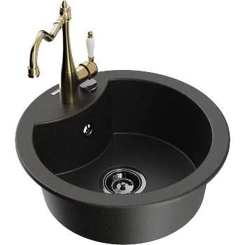 Mexen Diego гранитна мивка с 1 отделение с кухненски смесител Carla, (6512-75-670700-50-B)