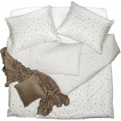 SCANquilt Obliečky satén plus kvietky prúžky sivá 140x220 70x90