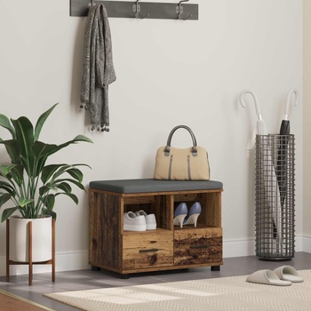 vidaXL Пейка за коридор с възглавница Старо дърво 60 x 38 x 46 см (891454)