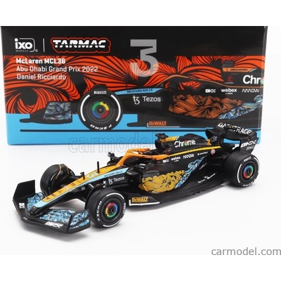 Tarmac Mclaren F1 Mcl36 Team Mclaren N 3 Abu Dhabi Gp 2022 Daniel Ricciardo Oranžová Světle Modrá 1:64